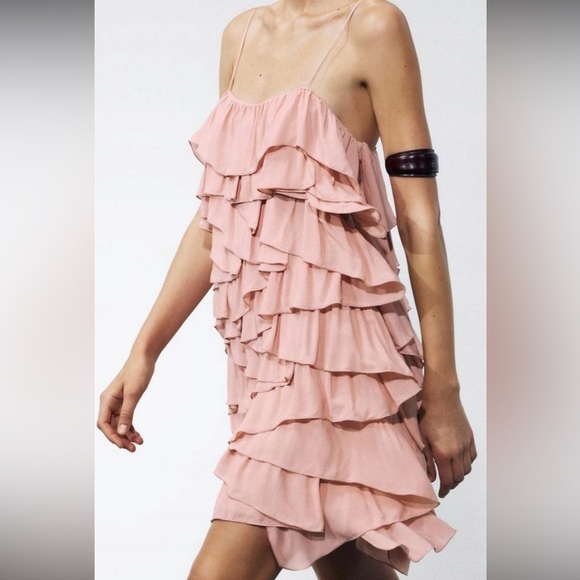 Zara Ruffled Dress in Light Pink - Picture 9 of 9